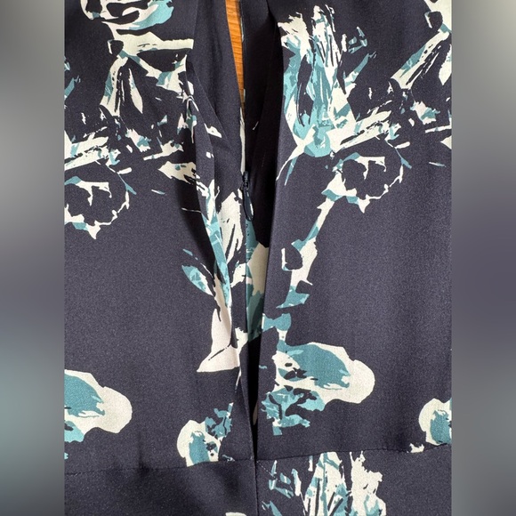 Classiques Entier Womens Navy Floral Sleeveless keyhole Silk A-line Midi dress 6 - Picture 13 of 16